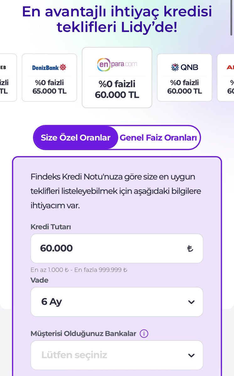 👉 Lidy ‘den Ücretsiz Kredi Notunuzu Öğrenme İmkanı 👈

Doğru kredi teklifini bulmanın ilk adımı, Findeks puanınızı öğrenmekten geçiyor. 

Lidy’den ücretsiz Findeks Risk Raporu alarak kredi notunuzu öğrenebilir, size özel kredi tutarlarını ve faiz oranlarını tek sayfada