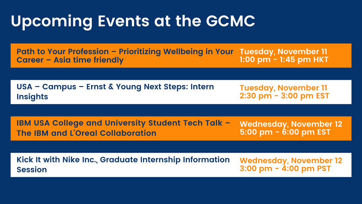 ZicklinGCMC's tweet photo. Searching for career events to attend? Check out these upcoming information sessions, panels, and more on Handshake! Log in here: https://t.co/jzJaOmLAfe
#CareerEvents #JobSearch #ProfessionalDevelopment #BaruchCollege #EventsAtTheGCMC https://t.co/kNP8EBb5gj