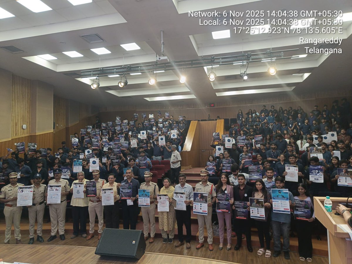 MokilaPS's tweet photo. On the eve of Cyber Crime Jagrutha Divas, a Cyber Crime Awareness Programme was conducted on 06.11.2025 at IBS College, under the supervision of Sri Yogesh Goutam, IPS, Rajanna Sircilla Zone, and SHO Mokila. https://t.co/Pkkdu8xMk2