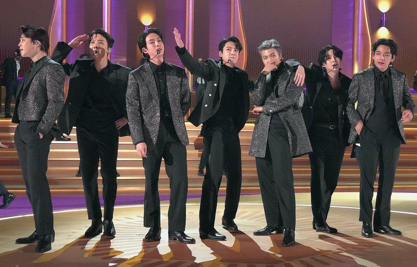 TheePopCore's tweet photo. BTS’s “Butter” performance holds the record as the fastest Grammy performance to hit 100 MILLION views and remains the most-viewed Grammy performance of all time. https://t.co/QG5o0lahZ9