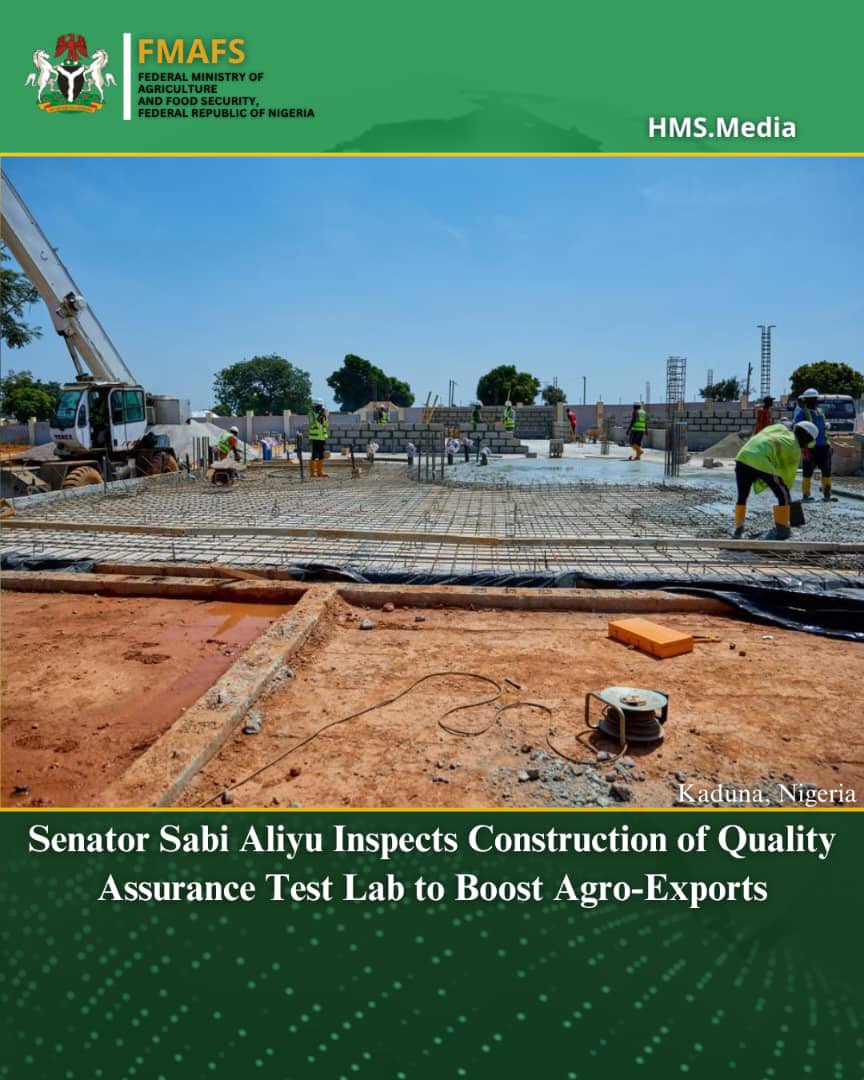 Visited the Quality Assurance site under construction in Kaduna State. Encouraged by the progress on this vital facility, which will strengthen product testing, certification, and food safety. 

Once completed, it will ease agricultural exportation and boost our agro-value chain