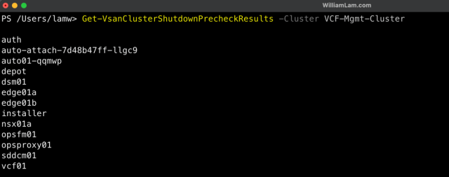 Retrieving the vSAN Cluster Shutdown VMs running Pre-Check Results using PowerCLI dy.si/FLaveD