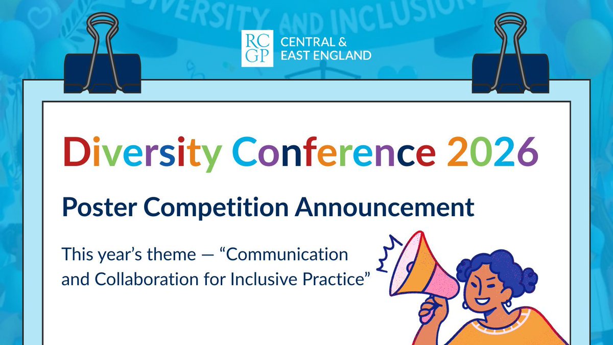 RCGPVoT's tweet photo. We’re looking for posters that showcase innovative projects and initiatives that advance equality, diversity, and inclusion (EDI) within the medical workforce and education, with a particular focus on communication and collaboration. Find out more here 👉 https://t.co/hosJgf7OqW https://t.co/wrCO75aoxx