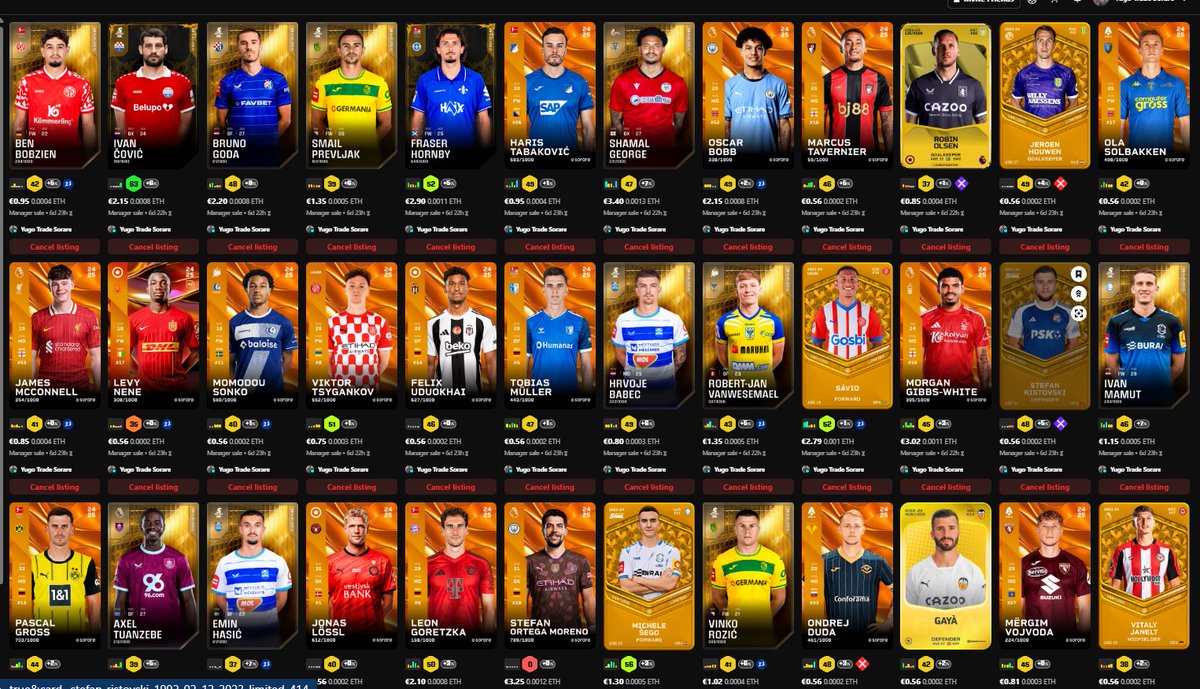 I decided to clear out my gallery a little bit so I listed many of my players on the market. I would love to receive your offers😃

#sorare26 #sorare #soraremarket