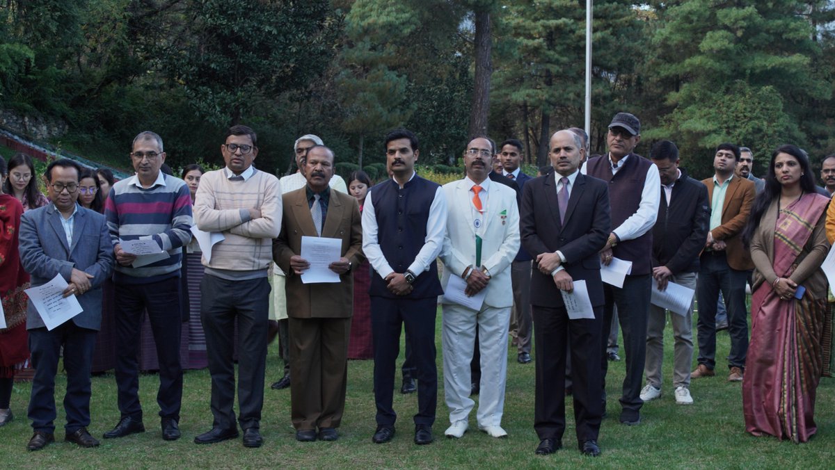 Indiainbhutan's tweet image. 150th anniversary of the national song &quot;Vande Mataram&quot; was commemorated today through mass singing at the Embassy in Thimphu.
#VandeMataram150

@MEAIndia @IndianDiplomacy @iccr_thimphu @iccr_hq @IndiainBhutanCG