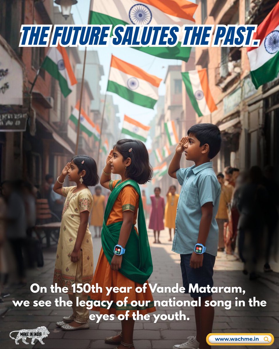 The spirit of Vande Mataram meets the innovation of today. 🇮🇳
Empowering every young explorer to stay connected, safe, and proud — wherever they go.

#VandeMataram150 #TheFutureSalutesThePast #SmartSafety #WachMeIndia #MadeInIndia #ProudlyIndian #KidsSmartwatch