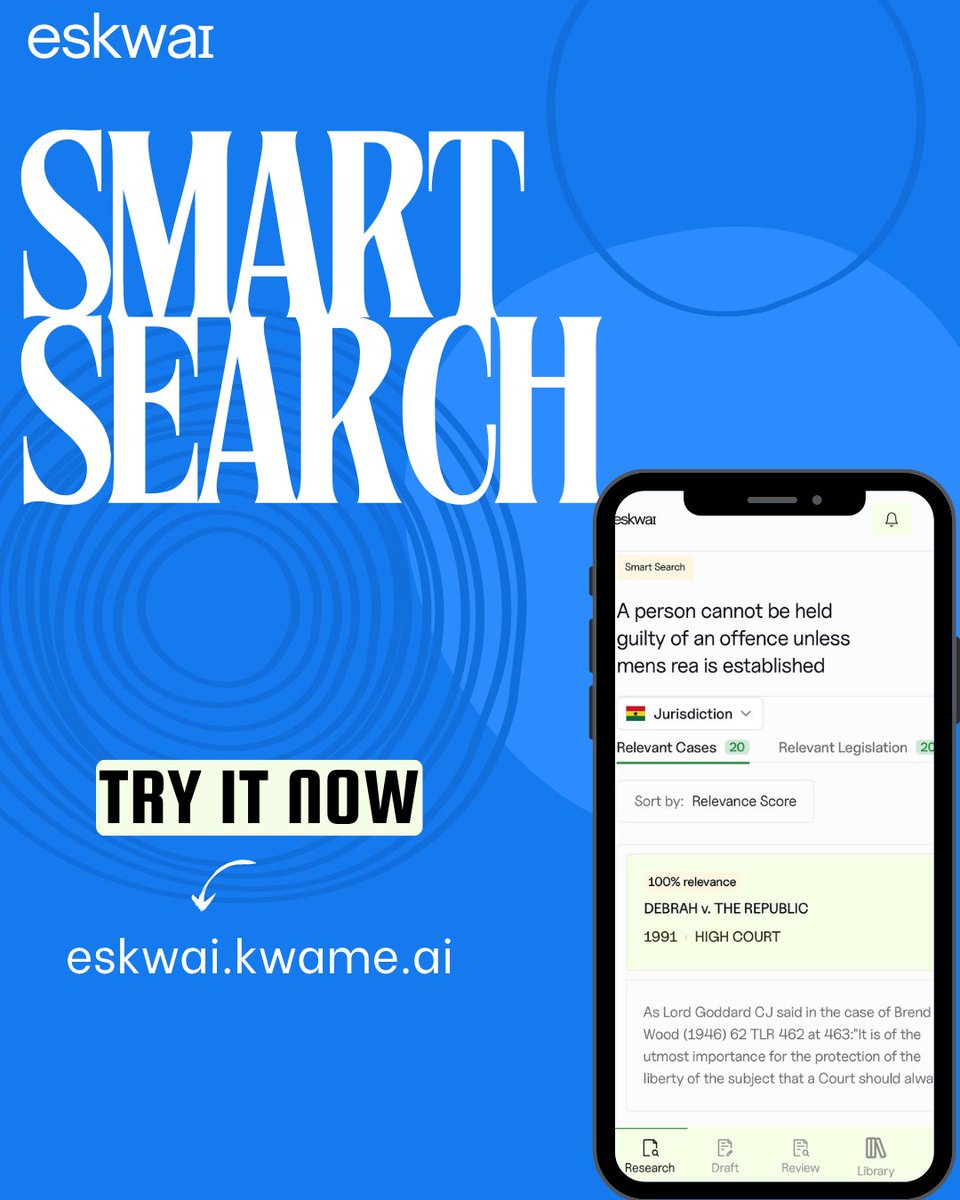 Case Law in One Click

Looking for precedents?

🧾 Use Smart Search to find the right cases, legal principles, or statutory provisions instantly.

Search less. Argue better.

#Eskwai #EskwaiTips #LegalResearch #AILegalAssisstant #LegalInnovation #LegalTech