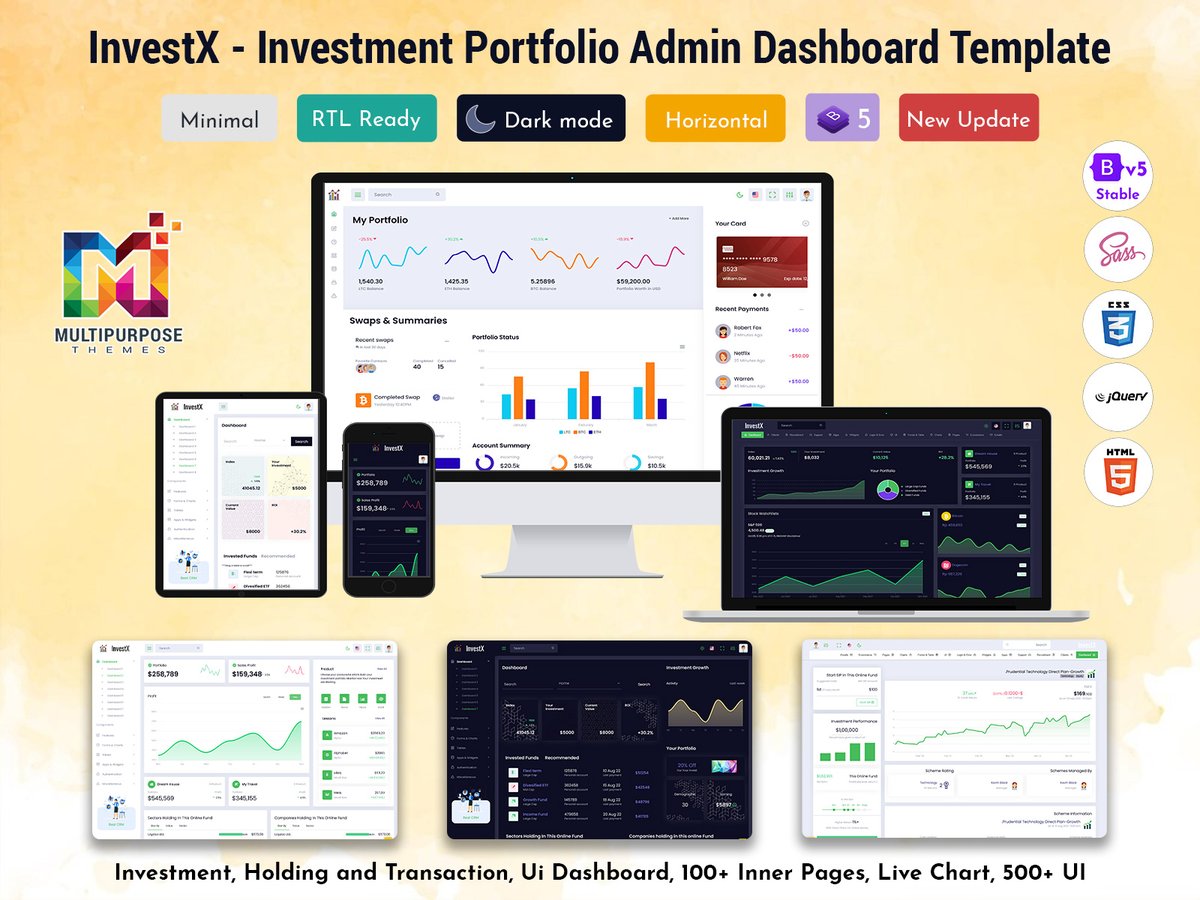 MultiStoreTheme's tweet image. Smart Investment Dashboard for Financial Analytics, Reports &amp;amp; Performance
.
Buy Now: themeforest.net/item/investx-i… 
.
#investmentdashboard #financeui #analyticsdashboard #bootstrapui #admintemplate #financialreports #dashboarddesign #portfoliotracking #investmentui #responsiveui