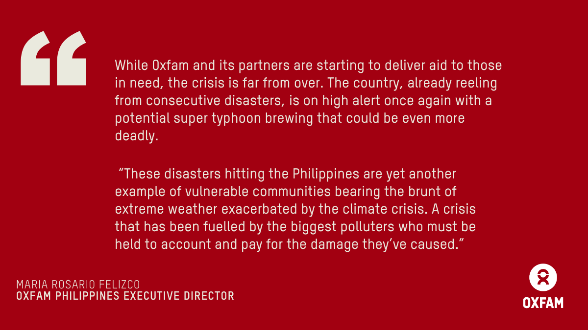 REACTION: Oxfam Philippines responds to Typhoon Kalmaegi, as country braces for another potential super Typhoon
READ HERE: oxfam.org/en/press-relea…
