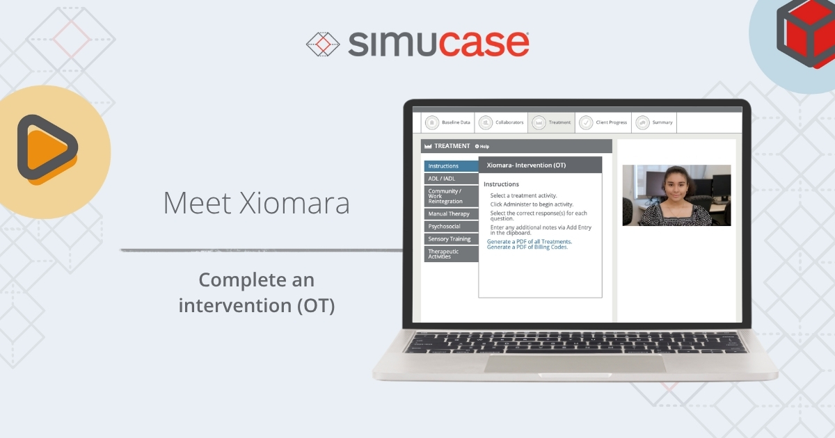 Simucase's tweet image. OT news...Meet Xiomara, a new client to our simulation library! Learn more about her here: bit.ly/3XgJ23n #otstudent #ot2b #ota2b #FutureOTs #FutureOTAs