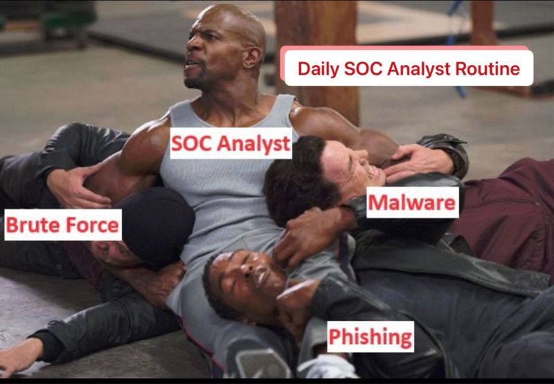 DFIRgeek's tweet image. SOC analyst daily life
