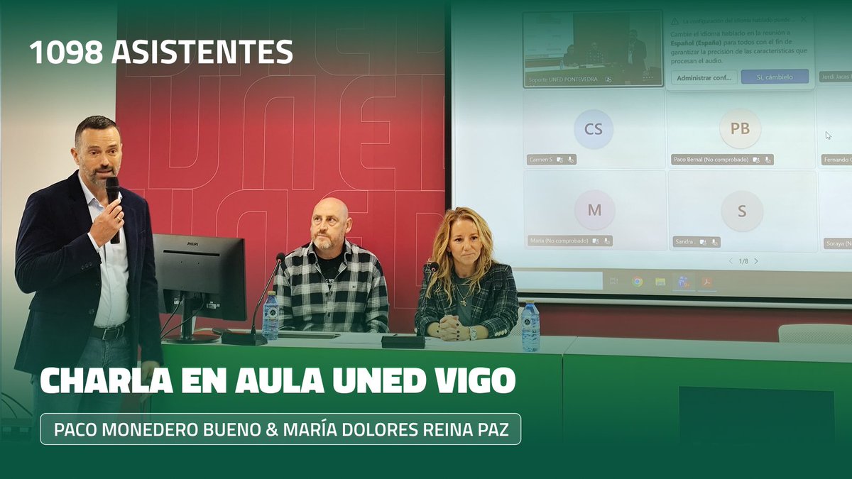 🗻 Ayer en el Aula de Vigo, 1.098 personas asistieron a la charla de Paco Monedero y Mª Dolores Reina. 

¡Gracias por compartir conocimiento! 💚

 #UNEDPontevedra