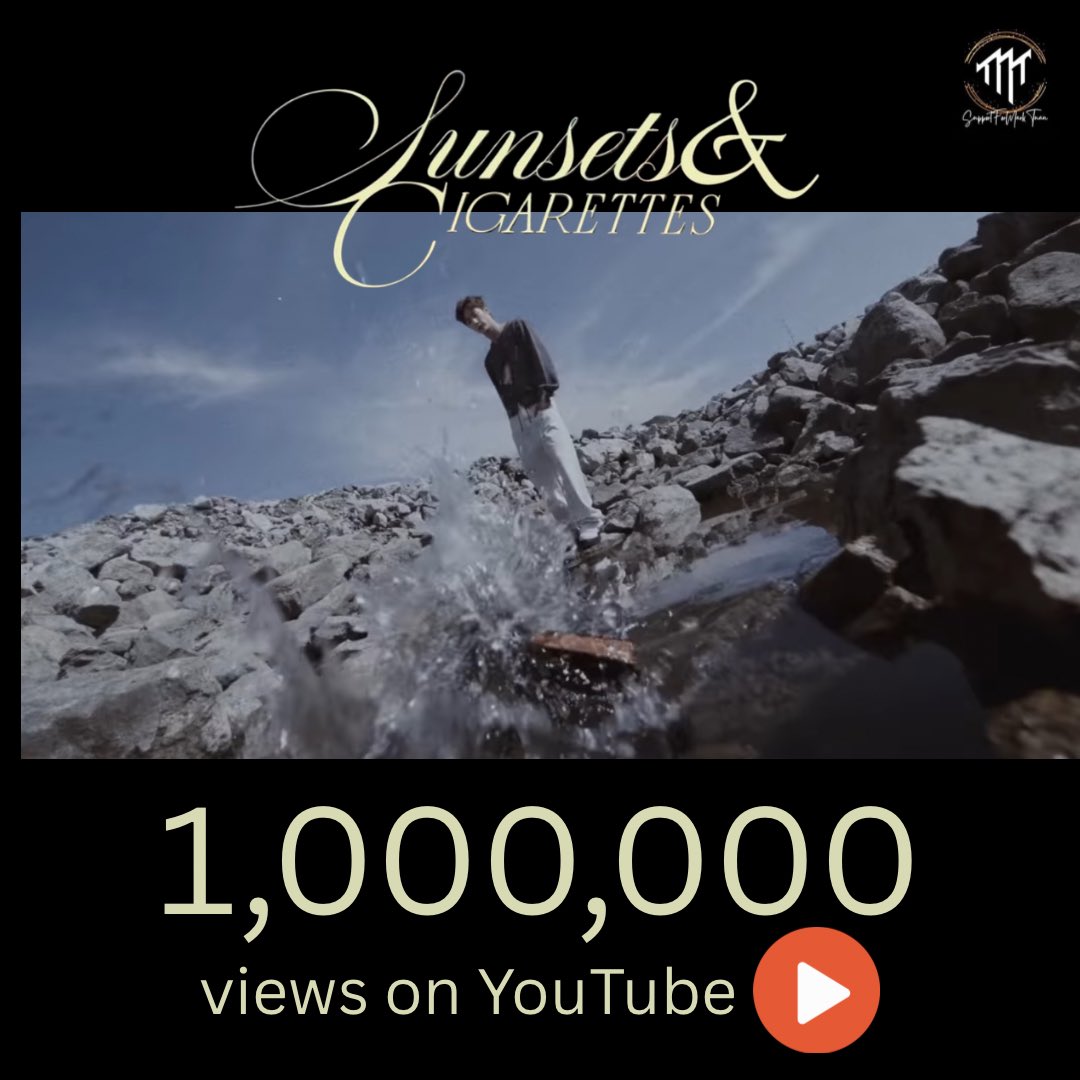 #SunsetsandCigarettes (Official Music Video) has surpassed 1M views on YouTube ! Congratulations 🎉 

📺 : youtu.be/fDMFONaXAso?si…

#SunsetsandCigarettes_1M
#Silhouette #MarkTuan_Silhouette  #MarkTuan #MARK #段宜恩 #마크 <a href="/marktuan/">Mark Tuan</a> <a href="/DNAmngmnt/">Mark Tuan Official</a>