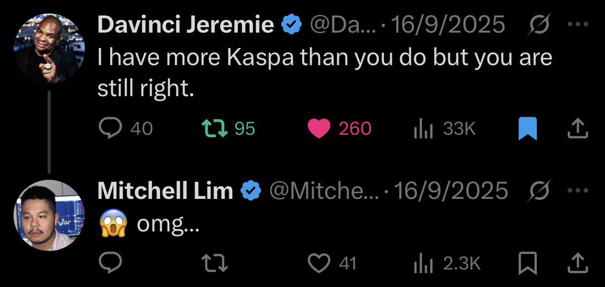 MitchellLim_'s tweet image. Just remember guys Davinci Jeremie still holds $KAS