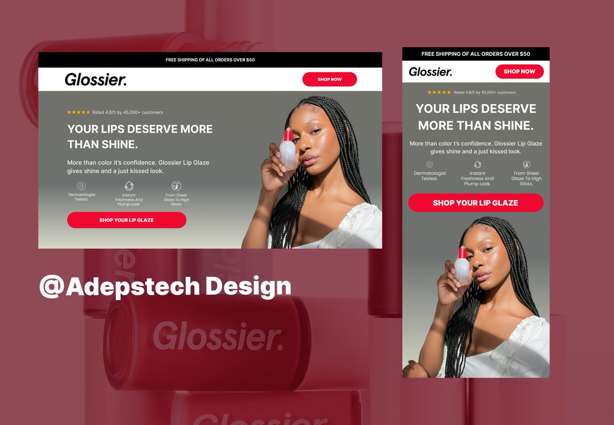 AdepsTech's tweet image. Think of your hero section as your best salesperson working 24/7.

It either gets attention or gets ignored.
Winning formula

✅ Call out your customer
✅ State your value
✅ Point them forward

Designed this one on @figma 

#WebDesign #FigmaDesign #UXDesign #BrandDesign