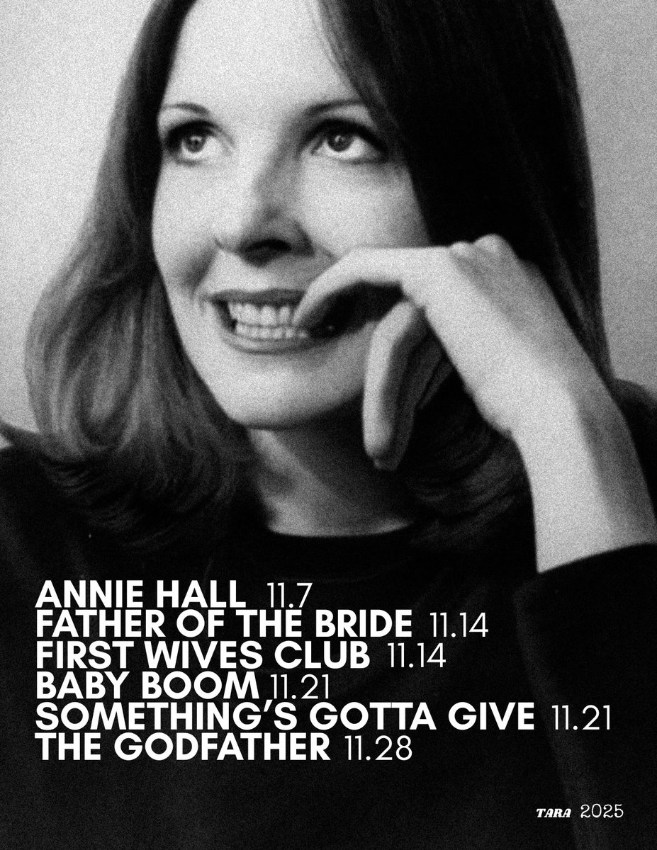 Join us at Tara for Diane Keaton: A Retrospective to celebrate one of cinema’s most iconic voices through some unforgettable performances.

From Annie Hall to The Godfather, her work reminds us what it means to be boldly, beautifully human. 

🎟️: taraatlanta.com/checkout/showi…