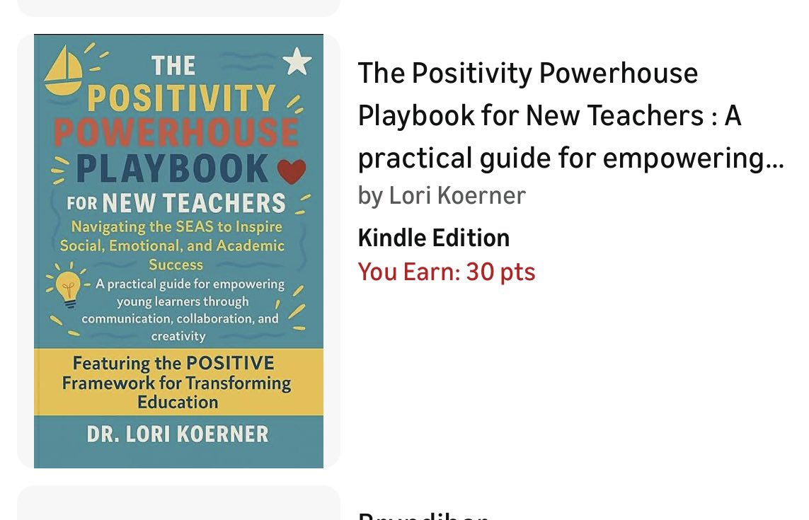 I’m more of a paperback gal myself….. BUT
Book #6 — Kindle version is LIVE to order on Amazon.com!!! I am ELATED!🎉🎉🎉🎉
Paperback version—-coming soon!
Lorikoerneredu.com

The Positivity Powerhouse Playbook for New Teachers: Navigating the SEAS to Inspire