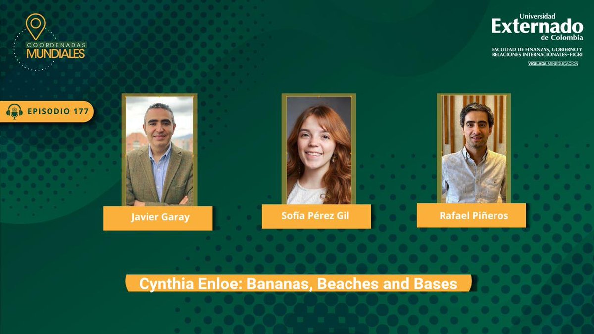 Nuevo episodio¡¡¡ 
Cynthia Enloe: Bananas, Beaches and Bases, hoy con <a href="/sofiaperezgil/">Sofía Pérez Gil</a> <a href="/Crittiko/">Crittiko</a> y <a href="/RafaPinerosA/">Rafael Piñeros Ayala</a>, quienes explorar el desarrollo de los estudios feministas en las RRII. Disponible acá: …ordenadas-mundiales.uexternado.edu.co/cynthia-enloe-…