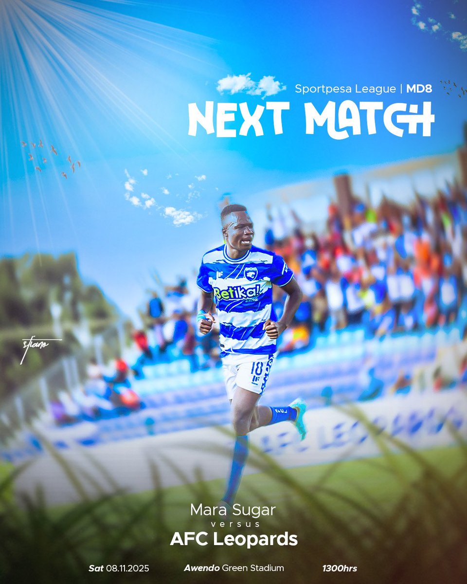 Ahead of the Mara Sugar vs AFC Leopards game, I created this poster from the image in the first frame which I found online. 

DM for collaborations or any kind of graphics design business.