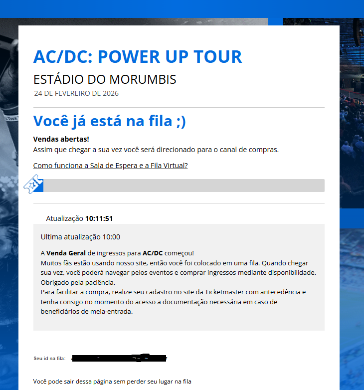 neo_udvalgte's tweet image. não tem coisa pior q essa fila virtual da Ticketmaster... não anda, vc não sabe se ta chegando a sua vez, se vc vai conseguir comprar ingresso... lamentável!!!! #Ticketmaster #ACDC