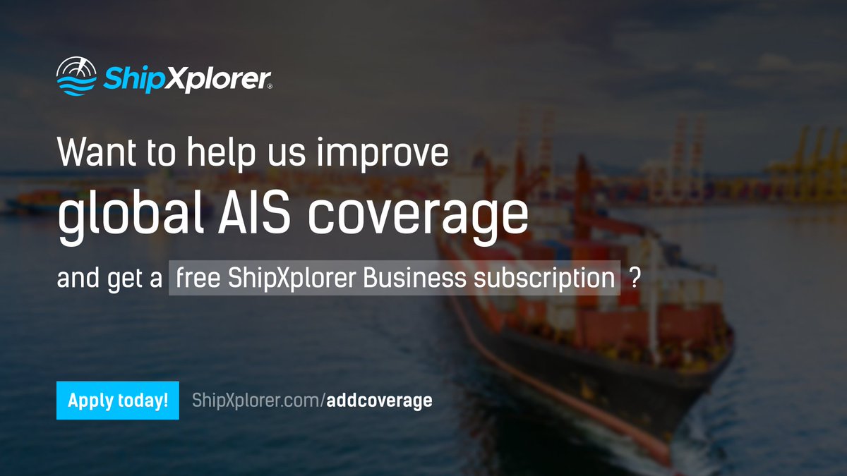 ShipXplorer's tweet image. Did you know? You can help us improve AIS coverage by hosting a ShipXplorer receiver!📡🛳

Apply here:
shipxplorer.com/addcoverage

#ShipXplorer #AIS #ShipTracking #Coverage