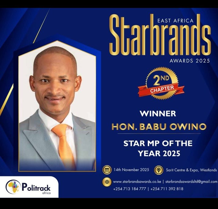 OUTSTANDING PERFORMANCE!!
Congratulations <a href="/HEBabuOwino/">Babu Owino</a> for your service to Wananchi, it has landed you to be recognized by East Africa Starbrands Awards as the Star MP of the year 2025 🙌🔥👏🏾

#BabuOwino #BabuKwaSababu ifikie DCI Uhuru Kenyatta Her Royal Highness Jeremiah kioni