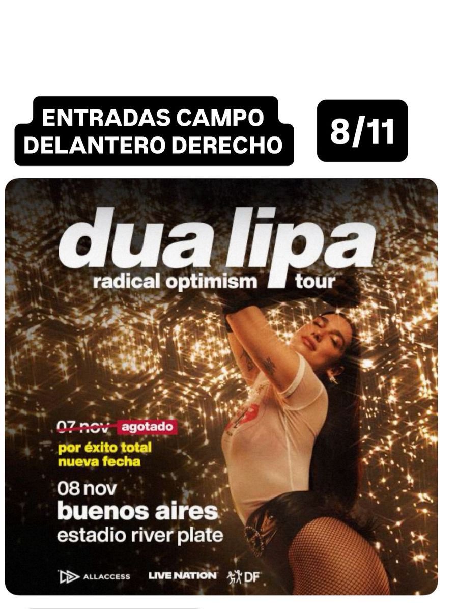 AguusCaro_'s tweet photo. Vendo campo derecho para Dua Lipa sábado 8/11  a 90 mil, necesito venderlas!! https://t.co/BJJK3w5LTy