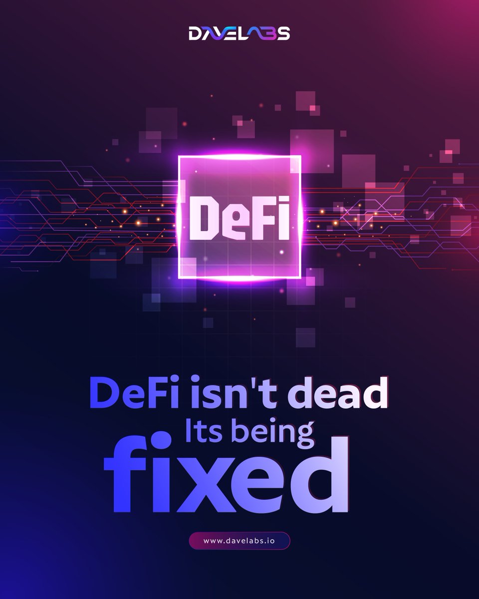 Dave_labs's tweet photo. 💥 DeFi isn’t over — it’s evolving.
At DAVE Labs, we’re rebuilding decentralized finance with smarter tech, stronger systems, and real-world utility. ⚙️💡
Because innovation doesn’t die — it gets fixed.
👉 Explore the future of DeFi at https://t.co/SlvJ3lUFY4
#DAVELabs #FixingDeFi #DeFiRevolution #Web3Innovation #BlockchainTechnology #NextGenFinance #DecentralizedFuture #CryptoEcosystem