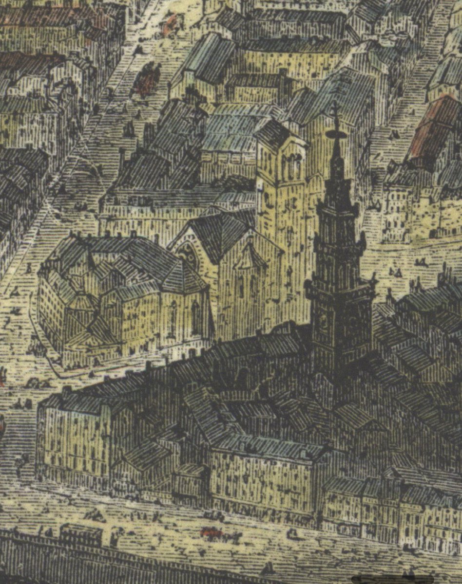 Just to follow up my earlier post, this is an extract from Thomas Sulman’s Bird’s Eye View of Glasgow of 1864 which shows how the 17th century Merchant’s Steeple related to the neighbouring tower of the sadly demolished Bridgegate Church - a whole lotta church to fit onto that