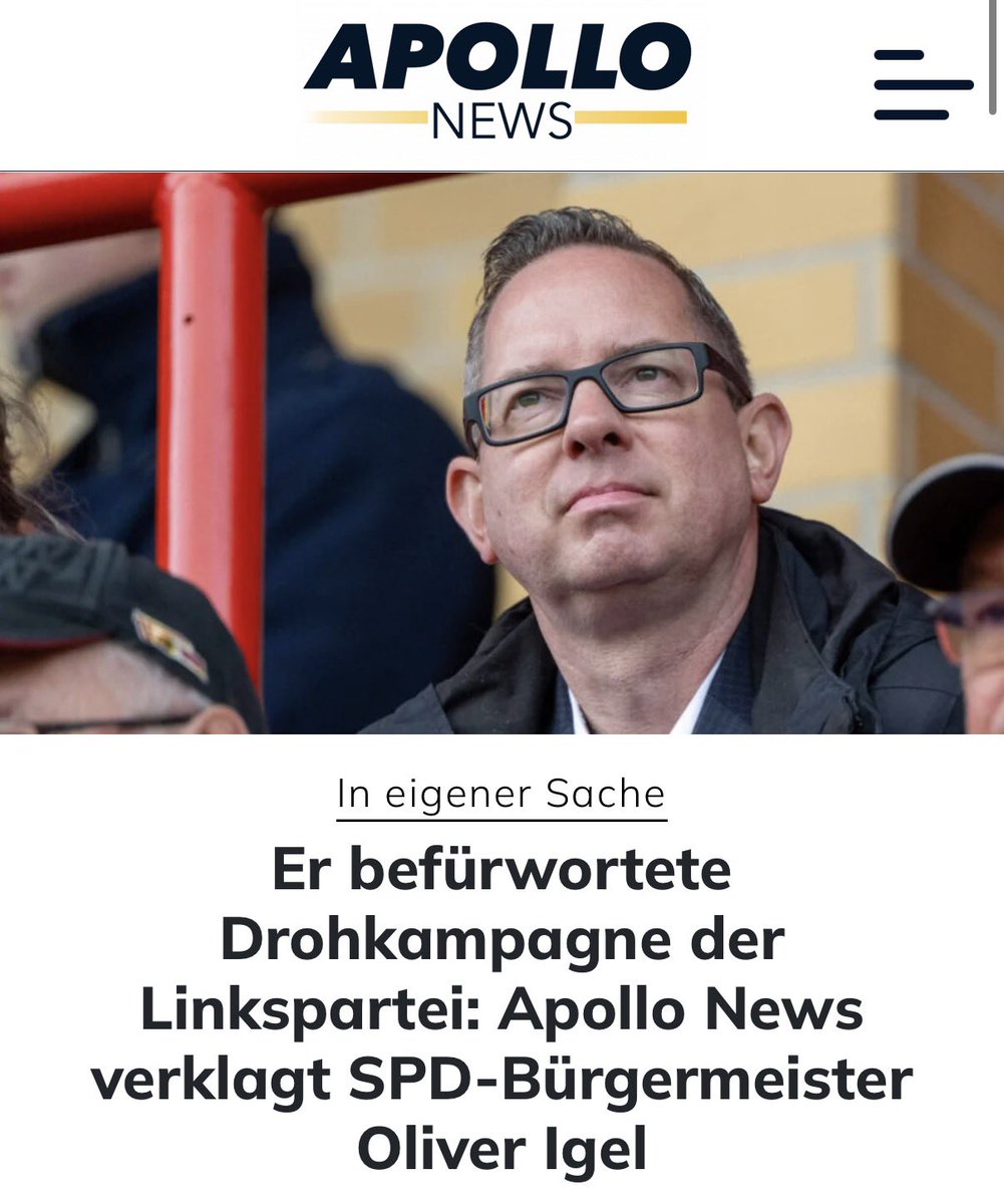Der SPD-Bürgermeister von Treptow-Köpenick, Oliver Igel, befürwortete offen und im Namen des Bezirks die Bedrohungskampagne der Linkspartei gegen unsere Redaktion und den Versuch uns aus dem Bezirk zu vertreiben.

Wir verklagen Oliver Igel und gehen vor Gericht.