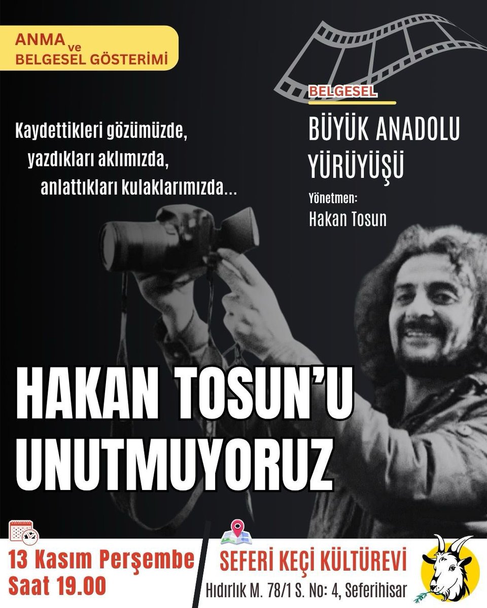 Katledilen ekoloji aktivisti, gazeteci, yoldaşımız Hakan Tosun için 13 Kasım Perşembe günü Seferihisar'da bir araya geliyoruz. #HakanTosunaNeOldu