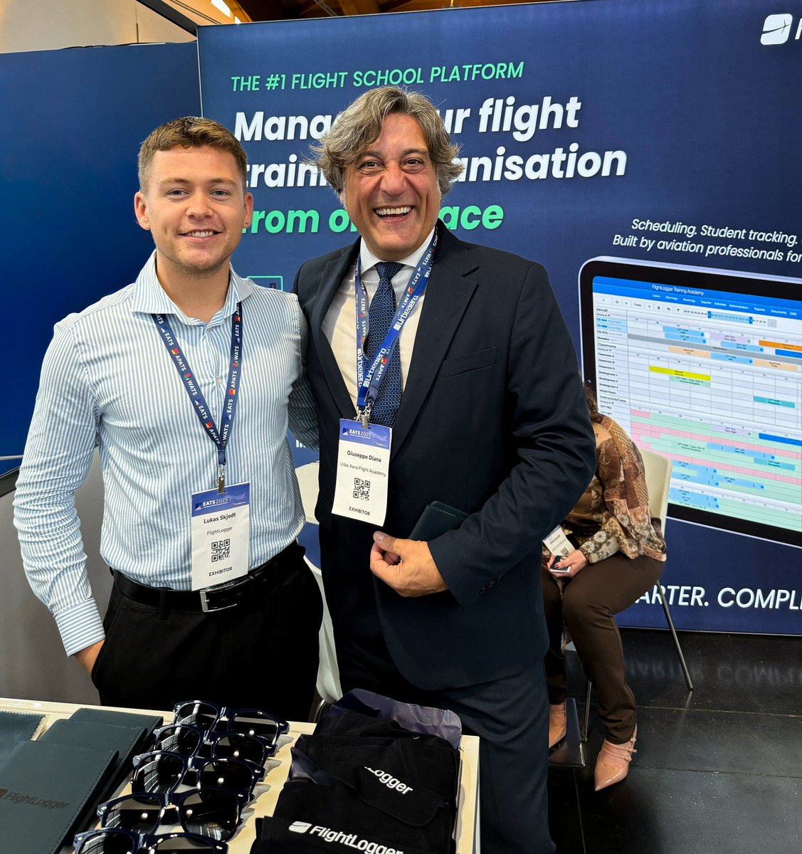 FlightLogger1's tweet image. #TeamFlightLogger wrapped up EATS 2025! 

It was a pleasure catching up with partners, including Ansett Aviation Italy, Urbe Aero Flight Academy and Finnish Aviation Academy.

Thanks to everyone who stopped by and maked EATS a valuable event for the future of aviation training.