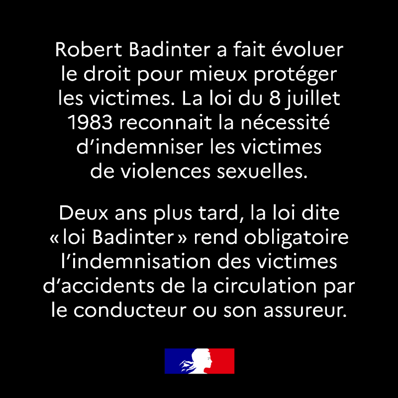 justice_gouv's tweet photo. Ministre, Robert Badinter améliore la prise en charge des victimes en rendant obligatoires certaines indemnisations. 
Retrouvez l’exposition « Robert Badinter garde des Sceaux, 1981-1986 » place Vendôme à Paris.
