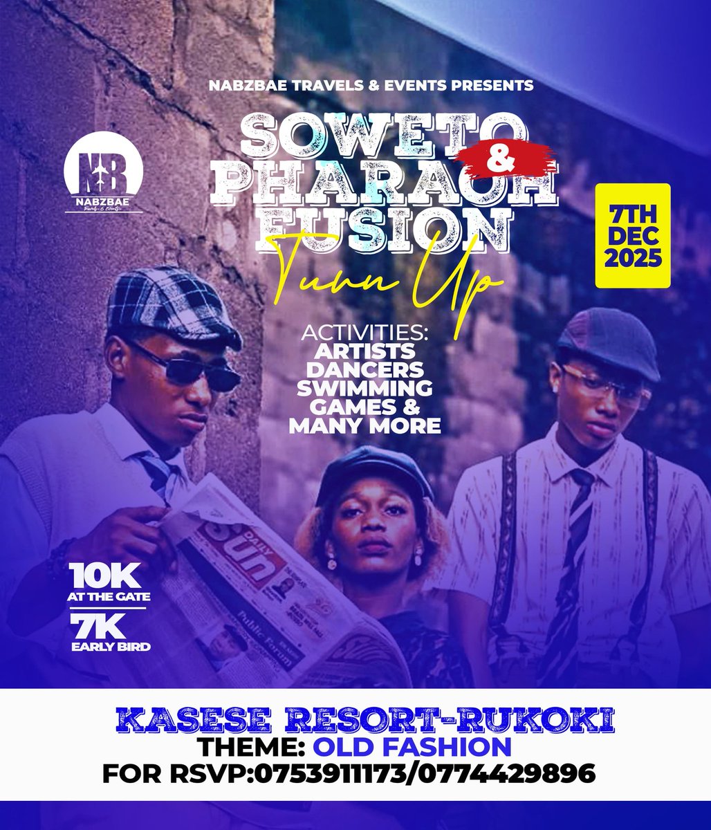 NabzbaeTravels's tweet photo. Soweto fashion is all about celebrating individuality and cultural heritage. It's a style that's truly African, yet globally influential
You can join us on 7th December by Grabbing yo ticket at only 10k 
#SowetoAndPharaoh2025
#7thDecember 
#KaseseTeenz https://t.co/8oqfHlTlu3