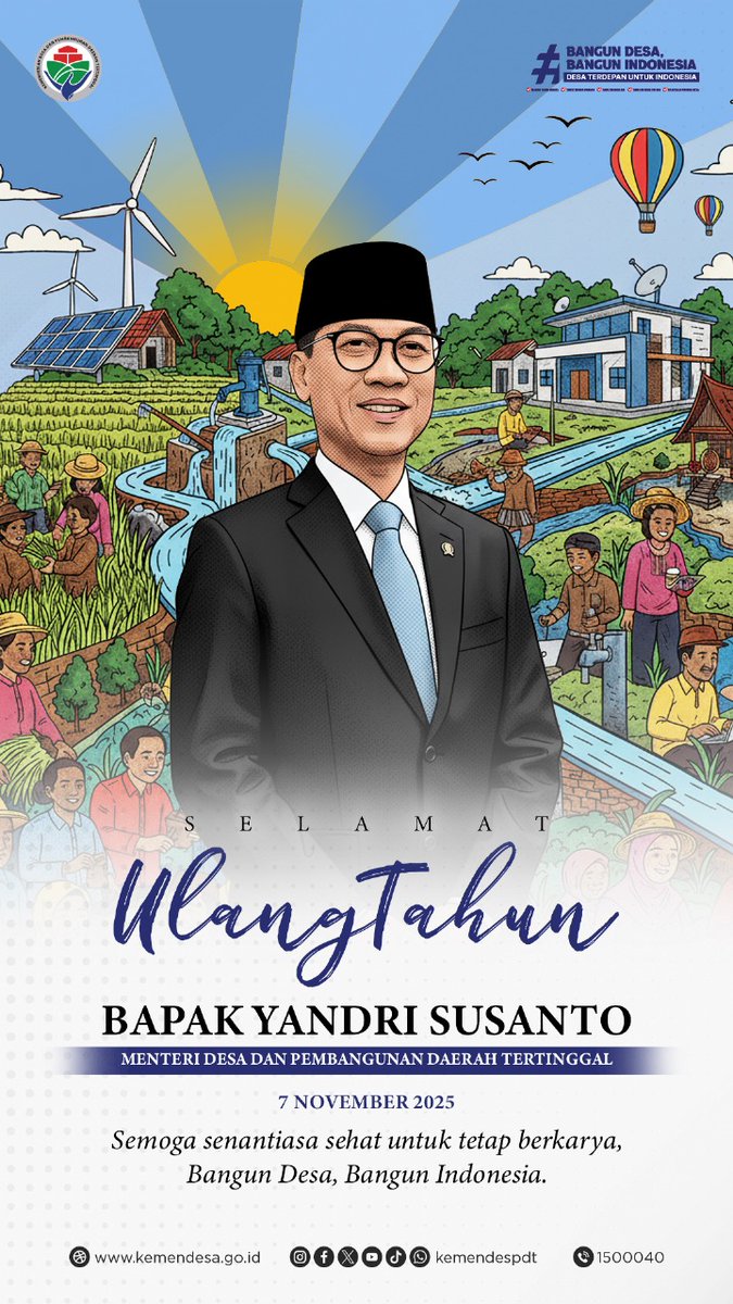 #tppngawi_jatim mengucapkan selamat ulang tahun ke 51 tahun bapak Menteri Desa PDT, semoga panjang umur, sehat, sukses dan bahagia selalu. Amin🤲
#SelamatUlangTahunPakMendes
#SelamatUlangTahunPakYandriSusanto
#HBDPakMendes
<a href="/prabowo/">Prabowo Subianto</a>
<a href="/YandriSusanto/">Yandri Susanto</a>
<a href="/ArizaPatria/">Ariza Patria</a>