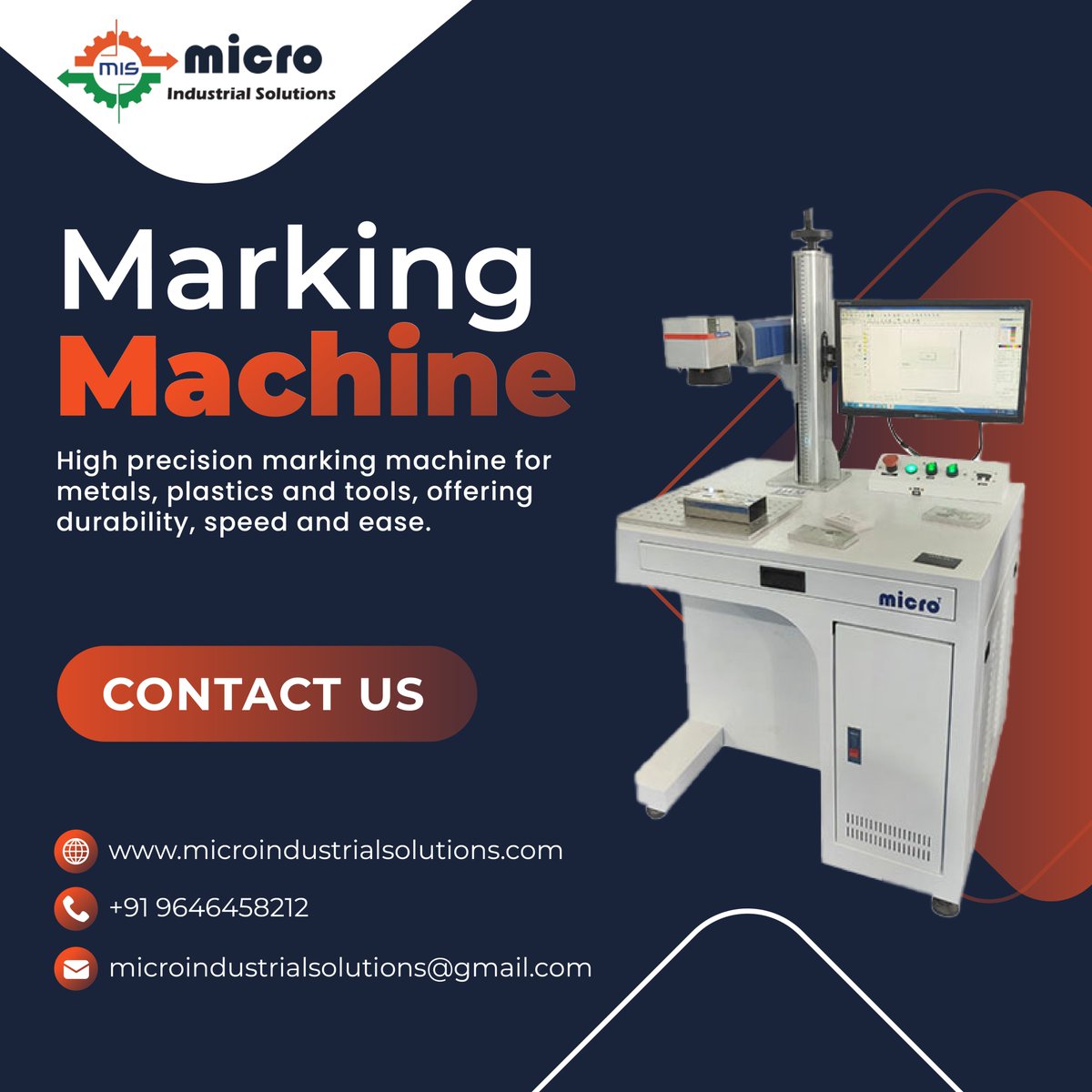 MicroIndus890's tweet image. A #markingmachine is a precision device used to create permanent markings, such as logos, serial numbers, barcodes on various materials. It ensures high accuracy, speed, and durability using methods for industrial identification.
.
microindustrialsolutions.com/marking-machin…