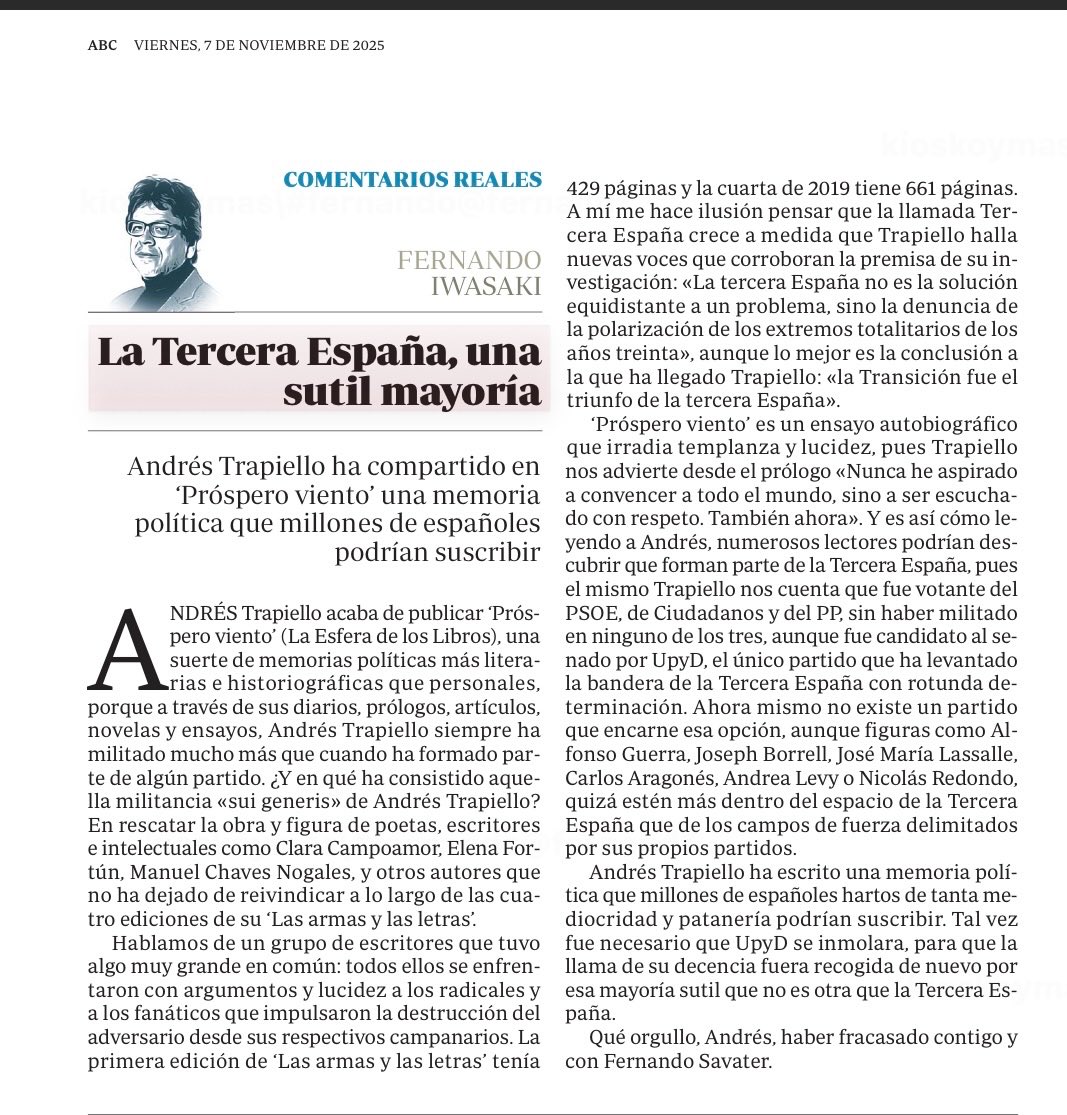 Gracias, querido Fernando.  

Fue un honor compartirlo con Savater y contigo.