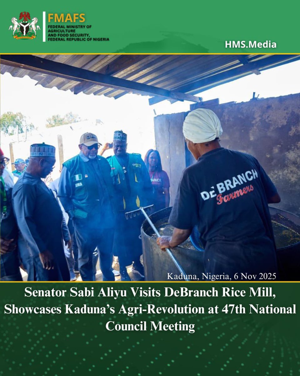 At the 47th Meeting of the National Council on Agriculture (NCAFS), we toured Kaduna’s thriving agro-investments witnessing impressive crop production, value addition, and strong youth &amp; participation <a href="/ubasanius/">Senator Uba Sani</a> <a href="/officialABAT/">Bola Ahmed Tinubu</a> <a href="/officialSKSM/">Senator Kashim Shettima</a>