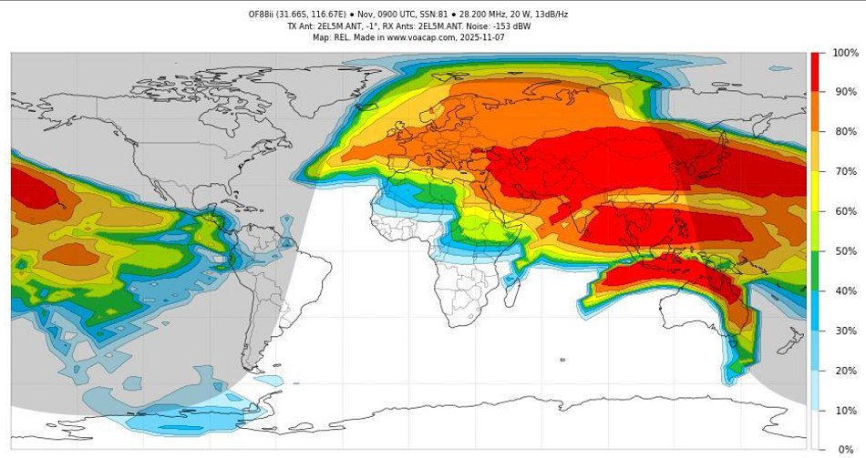 vk6ysf97230's tweet image. Contact made with Richard (F4MTU)
COMMANA, France
7 Nov 2025 08:50Z

Freq: 28078.0 kHz (Dial Frequency)
Mode: JS8Call
TX: 25Watts
RX: SNR -08
Distance: 14780 km

#js8call #10mband #hfradio