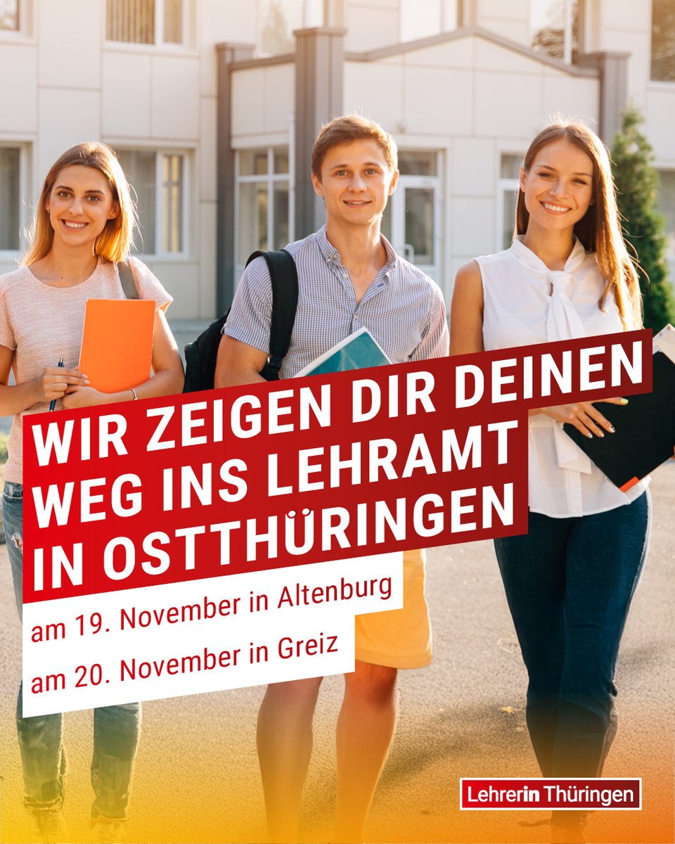 Am 19. und 20. November finden Infoveranstaltungen für alle am Lehramt Interessierten statt. Das Schulamt Ostthüringen zeigt dir deinen Weg in eine klasse Zukunft!✨
Kommt vorbei!
#lehrerinthueringen #ostthueringen #komminskollegium #lehramt #lehrerwerden #bestebildungth