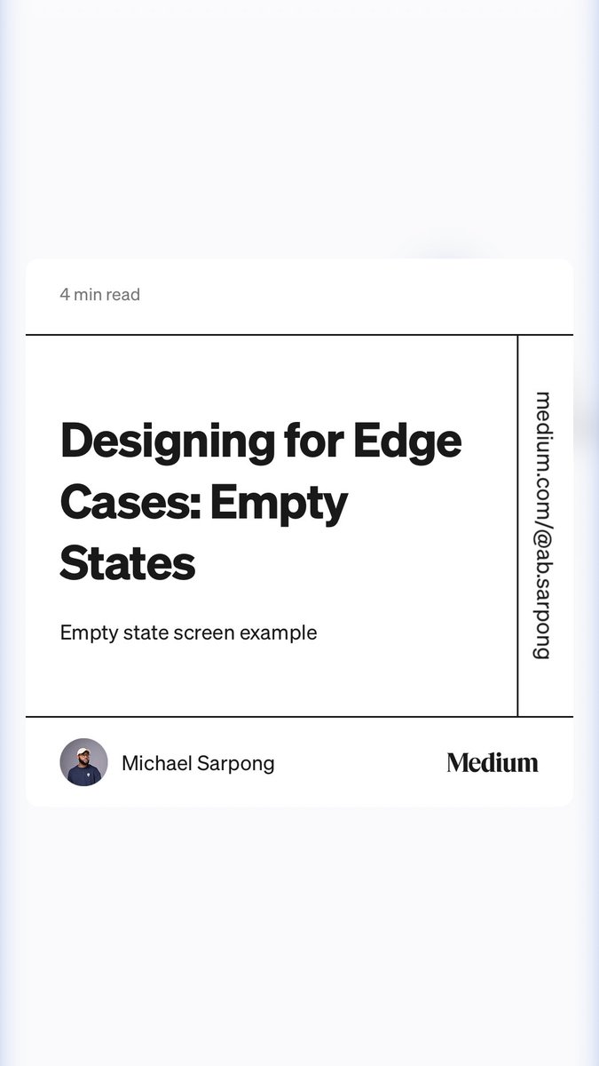 absarpong_'s tweet image. For my Product Design guys, I started a series on “Edge Cases” in design. Have a read and let me know what you think. I’m willing to take a stub at any one you have in mind. Cheers  medium.com/@ab.sarpong/de…