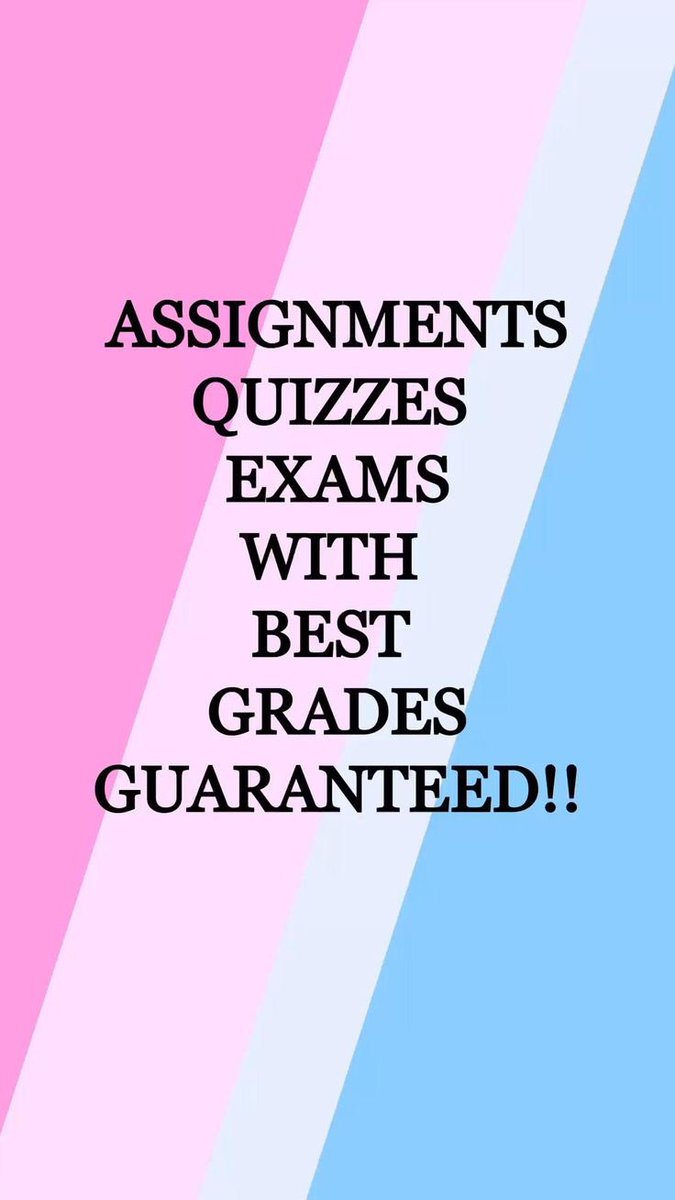 Legit_Homework7's tweet image. ✓Essays
•OnlineExams
•summerclasses
✓Mathematics
English
Programming
Proctored test
Accounting
Projects
Homework
Economics
Nursing
Business
#Music
#Coding
#Calculus
#Quizzes
#Psychology
Geography
Research 
#Finance
#SPSS
wa.me/+14155317905