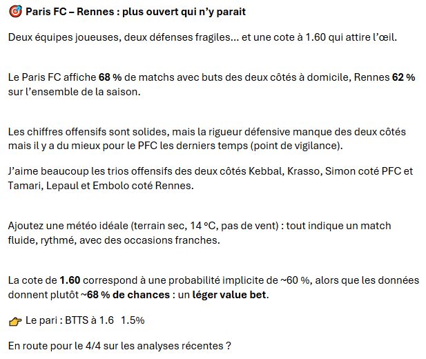 AZPRONOS1's tweet photo. 📊🇫🇷⚽️ ANALYSE L1 : 

🔥PARIS FC - RENNES🔥

#TeamParieur #teamAZpronos #PFC #staderennais @PenseBet @APMBetting https://t.co/SfULVkRwQw