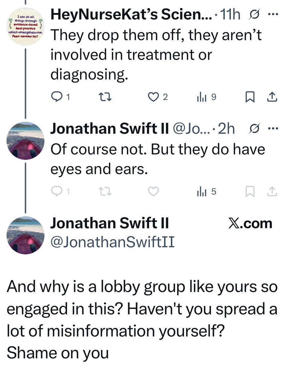 Well, my dog has eyes &amp; ears too, but he still doesn’t diagnose cancer, &amp; neither do paramedics. 
I’m interested to hear I’m a ‘lobby group’ ‘spreading misinformation’ &amp; would like to know more, but Jonathan blocked me 🙄