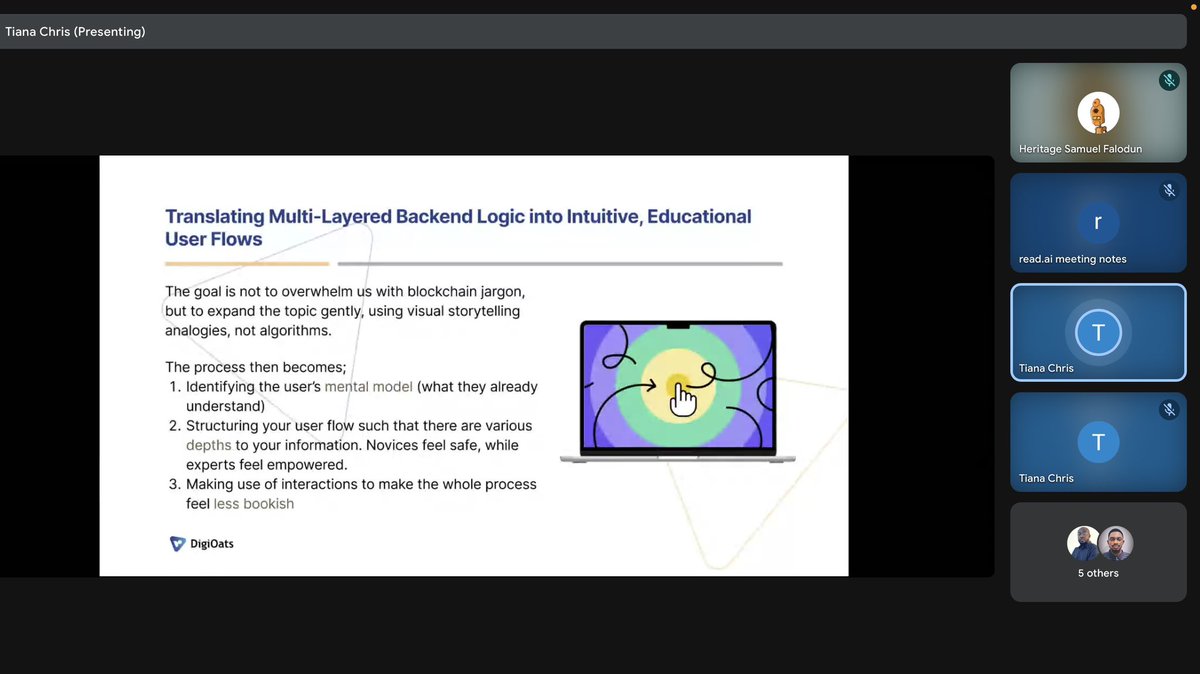 Career Accelerator Session w/ <a href="/DigiOats/">DigiOats⚡️</a>.
-
Yesterday, we successfully completed the “UX in Complex Systems: Simplifying #Bitcoin &amp; Liquidity Interface” led by one of our amazing lead “Adebola”
-
Up next : “Design Systems for Dex : Building Consistency &amp; Accessibility in Bitcoin”
