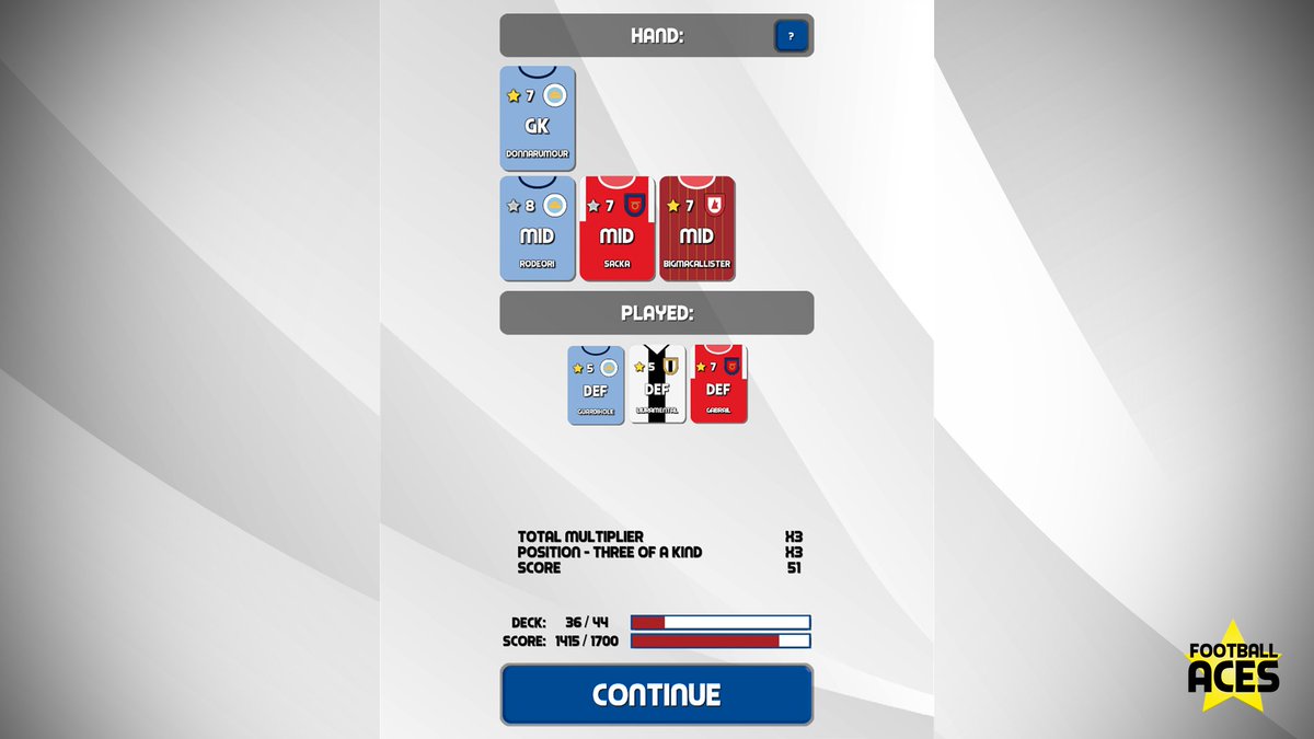 Swipe_Studios's tweet photo. We've been away but now we're back, and are delighted to announce that our new game 'Football Aces' is out now on mobiles and tablets!

App Store: https://t.co/SYgw841ZyD
Google Play: https://t.co/2EiaJXIMQg

If you can imagine Balatro and football having a baby then this is it! https://t.co/psLivaG4gI