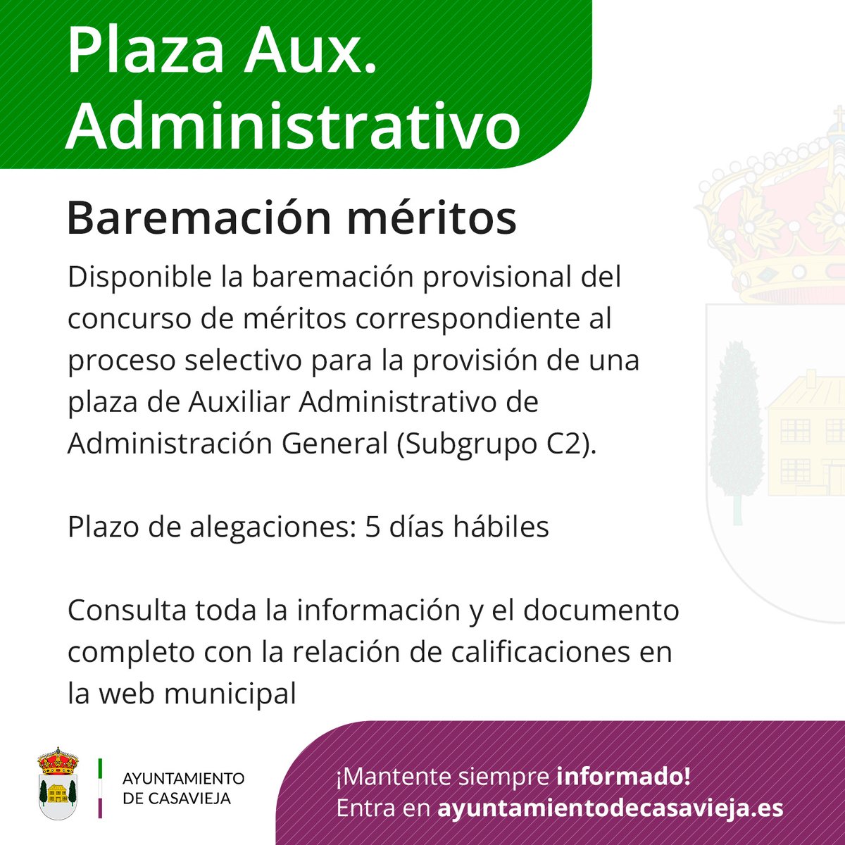 Vía Ayuntamiento de #Casavieja
Consulta toda la información y el documento completo con la relación de calificaciones en la web municipal:
ayuntamientodecasavieja.es/baremacion-mer…
Los aspirantes disponen de un plazo de cinco días hábiles para presentar alegaciones...

#valledeltietar #avila