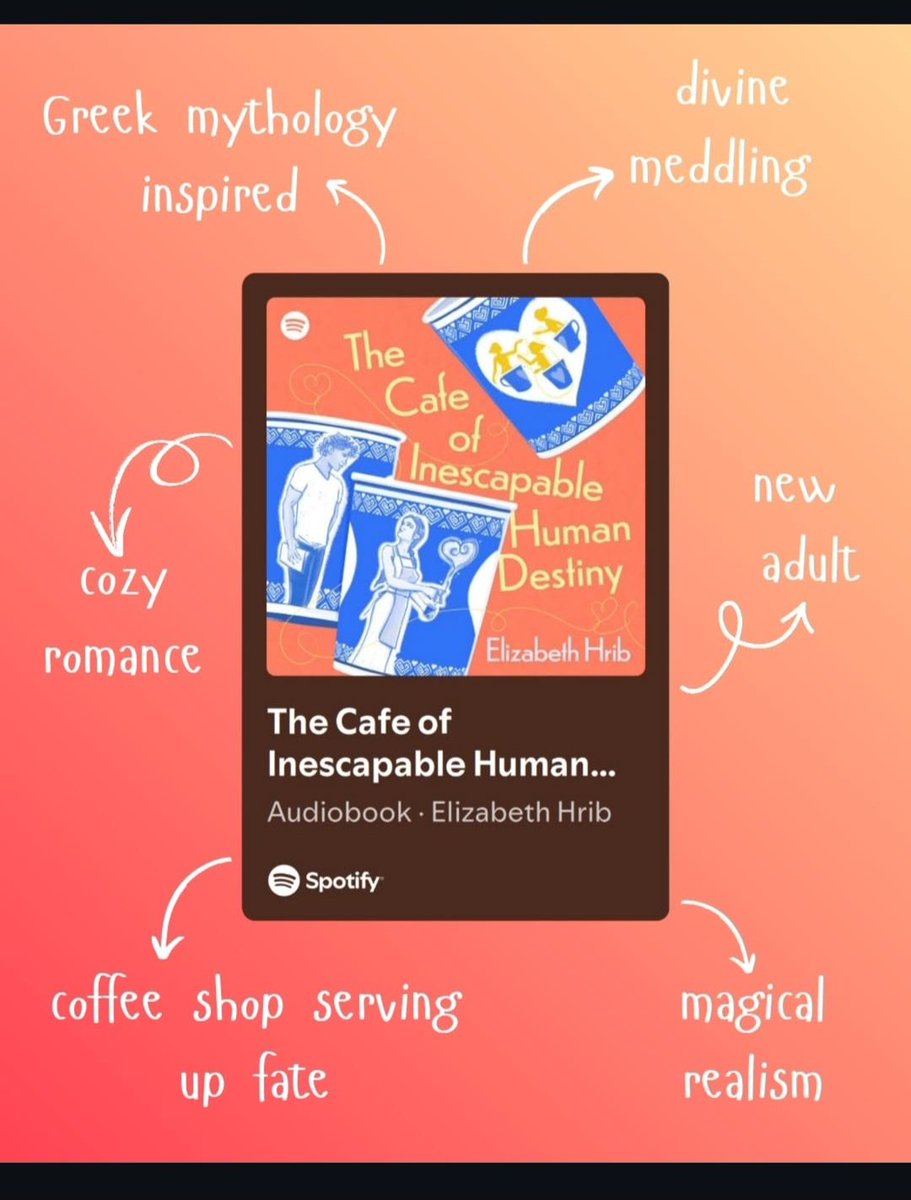 ElizabethHrib's tweet photo. Listen to The Cafe of Inescapable Human Destiny now on Spotify! Featuring:

❤️ romance with a side of magical realism
🏺 Greek mythology
☕️ coffee shop chaos
✨️ divine meddling and fate
🕔 questioning your five-year plan https://t.co/I5CuCYoiXL