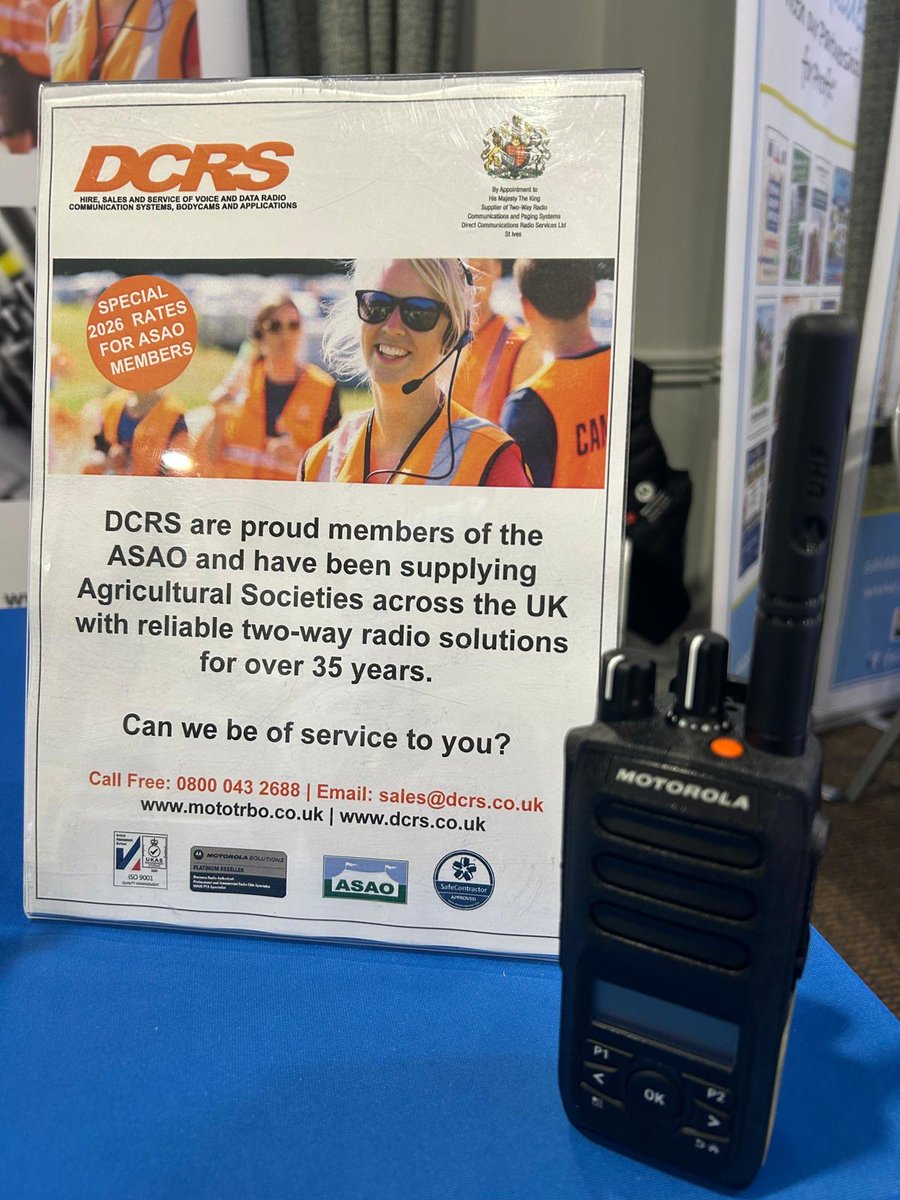 🎡 We’re at the ASAO Conference (7–8 Nov)! Showcasing our two-way radio hire service for shows &amp; county events. Meet MD Steve Luscombe &amp; talk hire solutions 👉 ow.ly/1eHT50XoeEK
 #ASAOConference #DCRSOnTheRoad