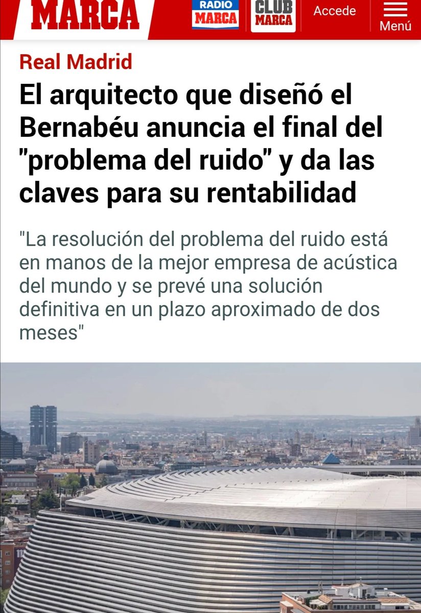 "El arquitecto que diseñó el Bernabéu anuncia el final del "problema del ruido" y da las claves para su rentabilidad"

A RuidoBernabéu no le gusta esto